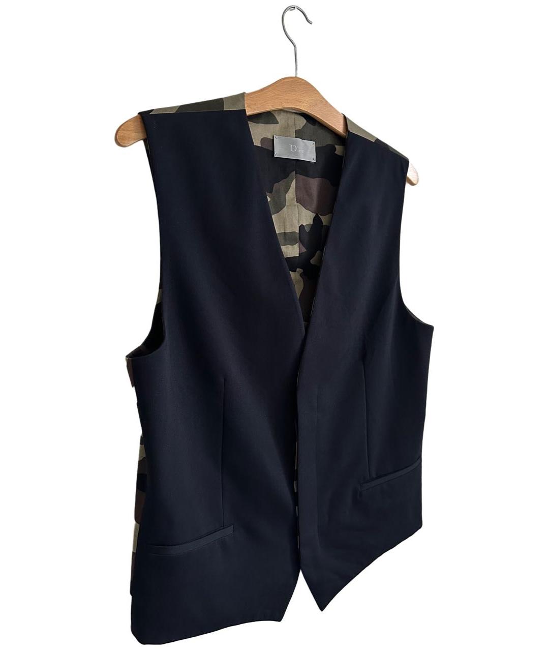 CHRISTIAN DIOR Темно-синяя шерстяная жилетка, фото 6