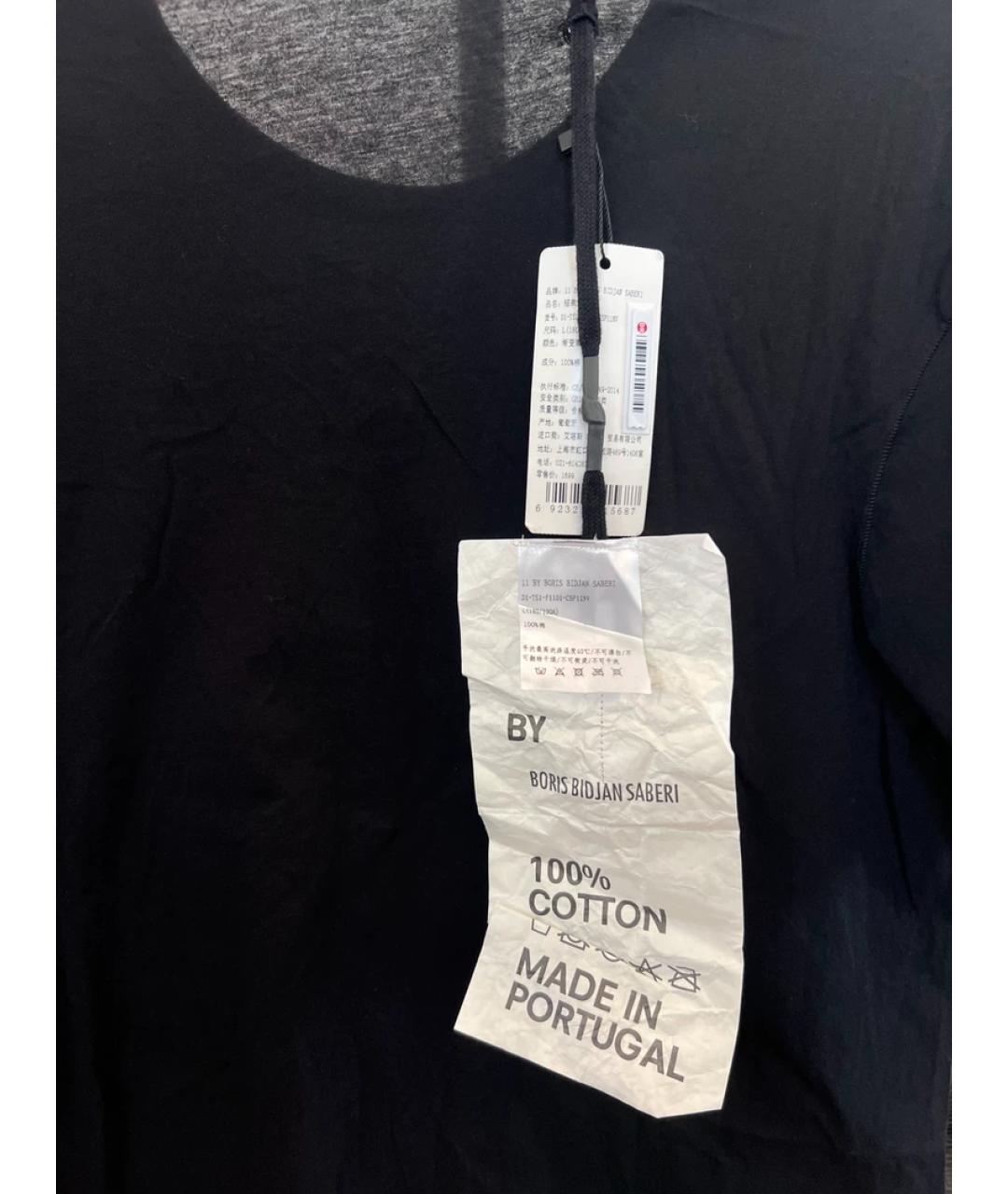 11 BY BORIS BIDJAN SABERI Черная хлопковая футболка, фото 4