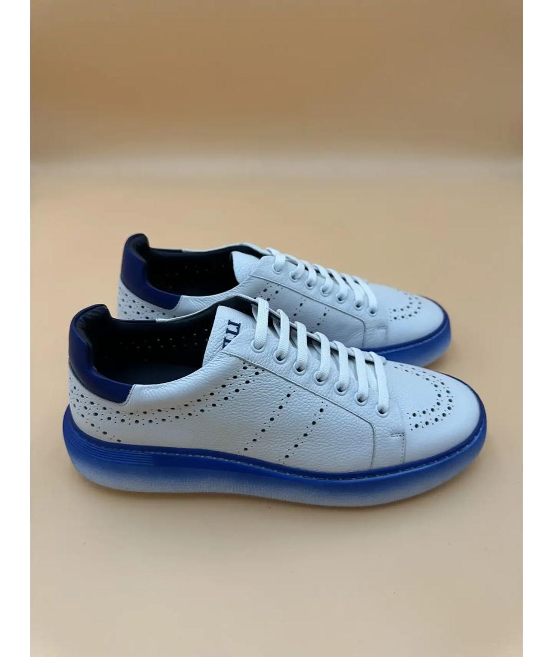 ZILLI Белые кожаные низкие кроссовки / кеды, фото 6