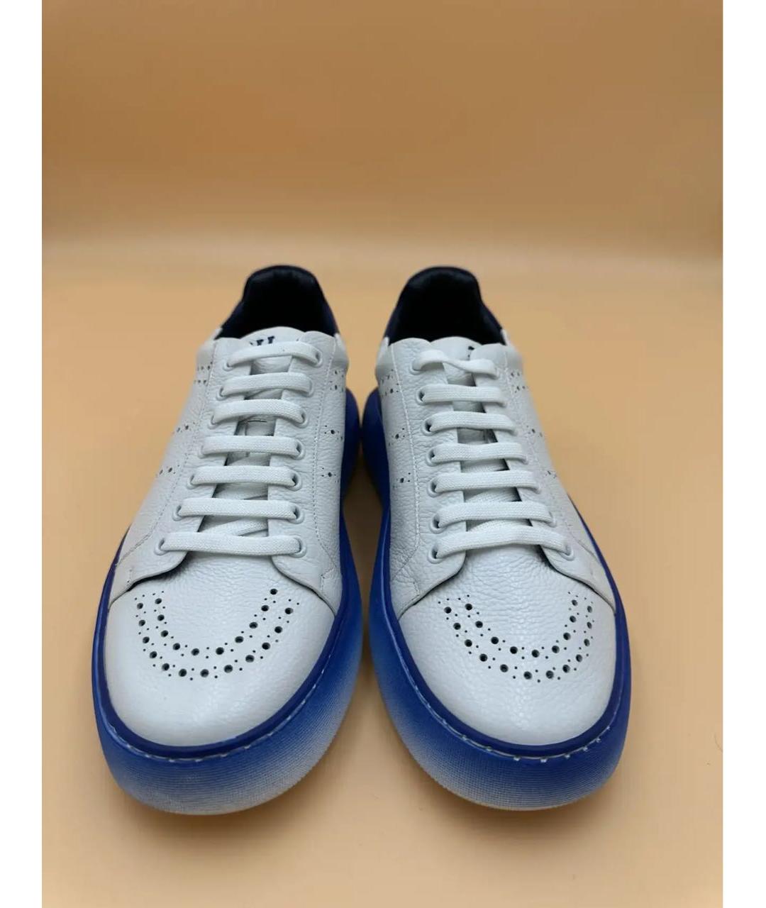 ZILLI Белые кожаные низкие кроссовки / кеды, фото 3