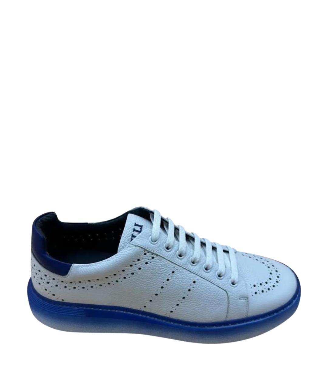 ZILLI Белые кожаные низкие кроссовки / кеды, фото 1