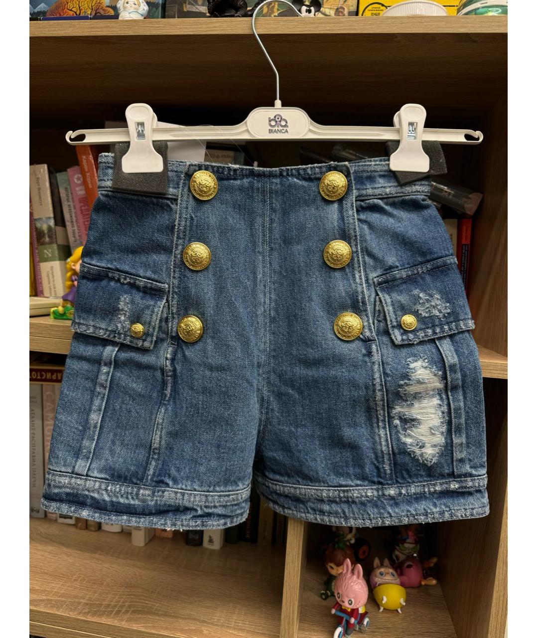 BALMAIN Синие хлопковые шорты, фото 5