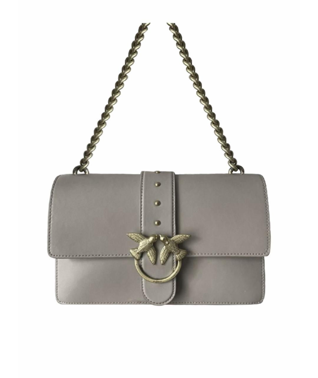 PINKO Серая кожаная сумка через плечо, фото 6