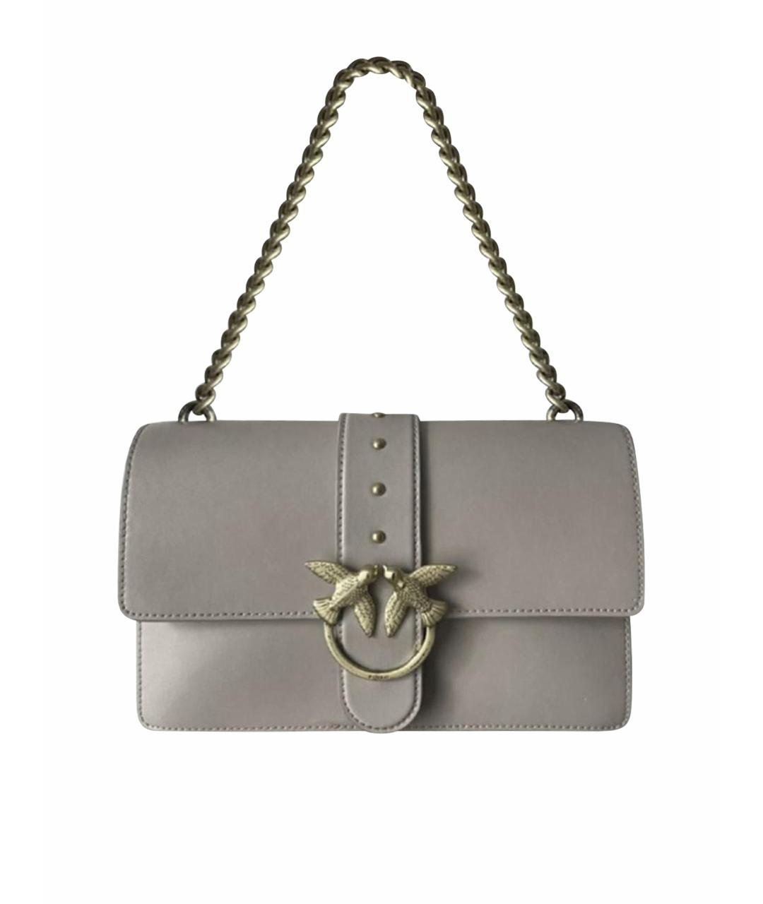 PINKO Серая кожаная сумка через плечо, фото 1