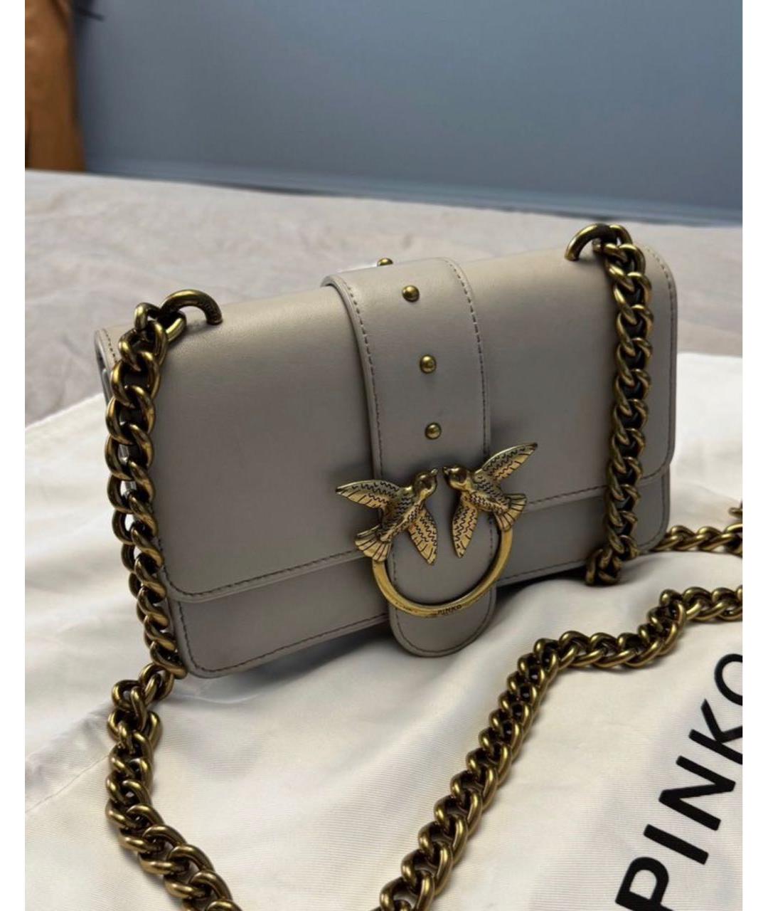 PINKO Серая кожаная сумка через плечо, фото 2