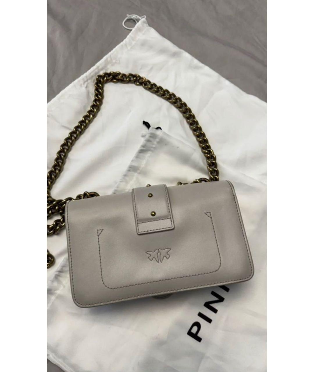 PINKO Серая кожаная сумка через плечо, фото 4