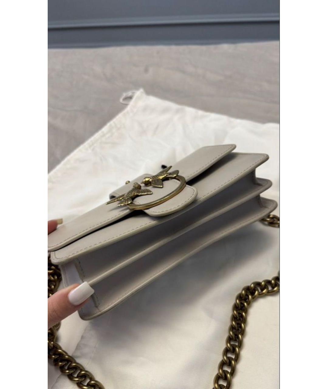 PINKO Серая кожаная сумка через плечо, фото 3