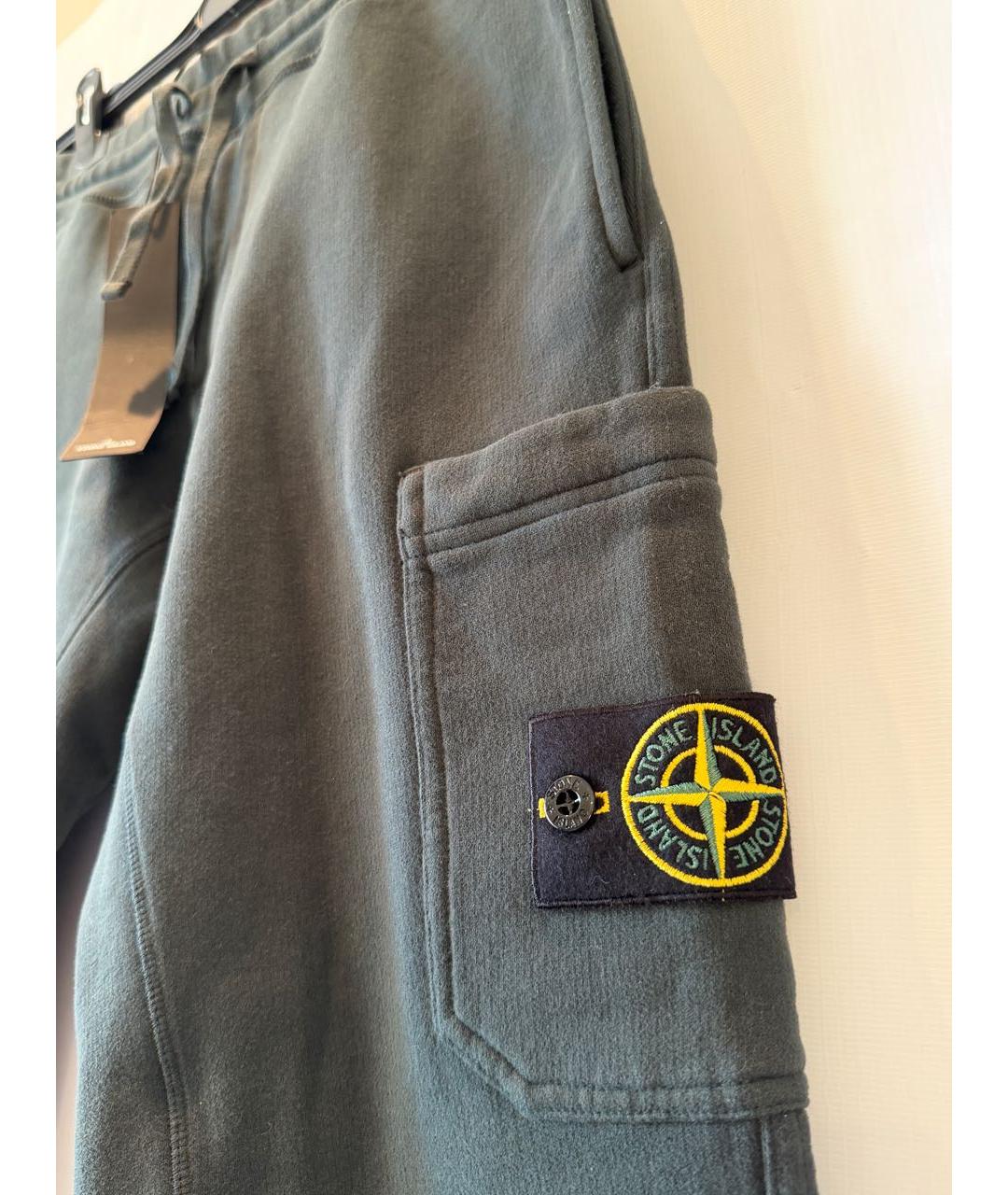 STONE ISLAND Зеленые хлопковые повседневные брюки, фото 2