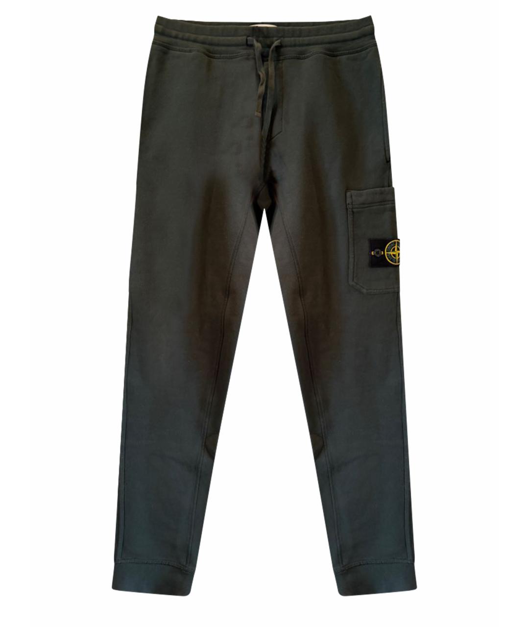 STONE ISLAND Зеленые хлопковые повседневные брюки, фото 1