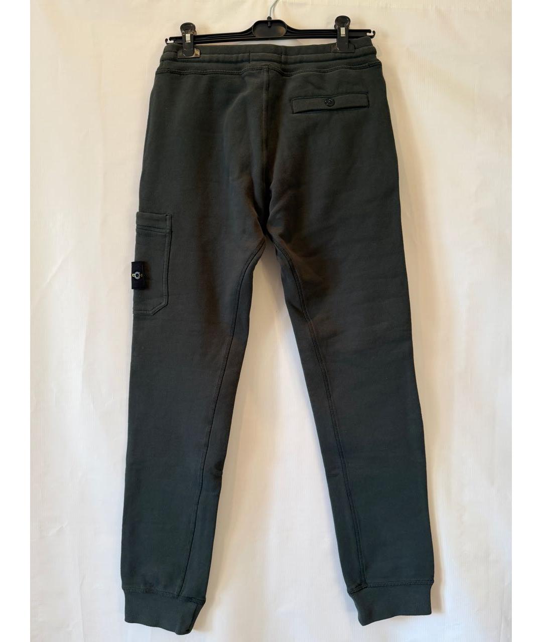 STONE ISLAND Зеленые хлопковые повседневные брюки, фото 3