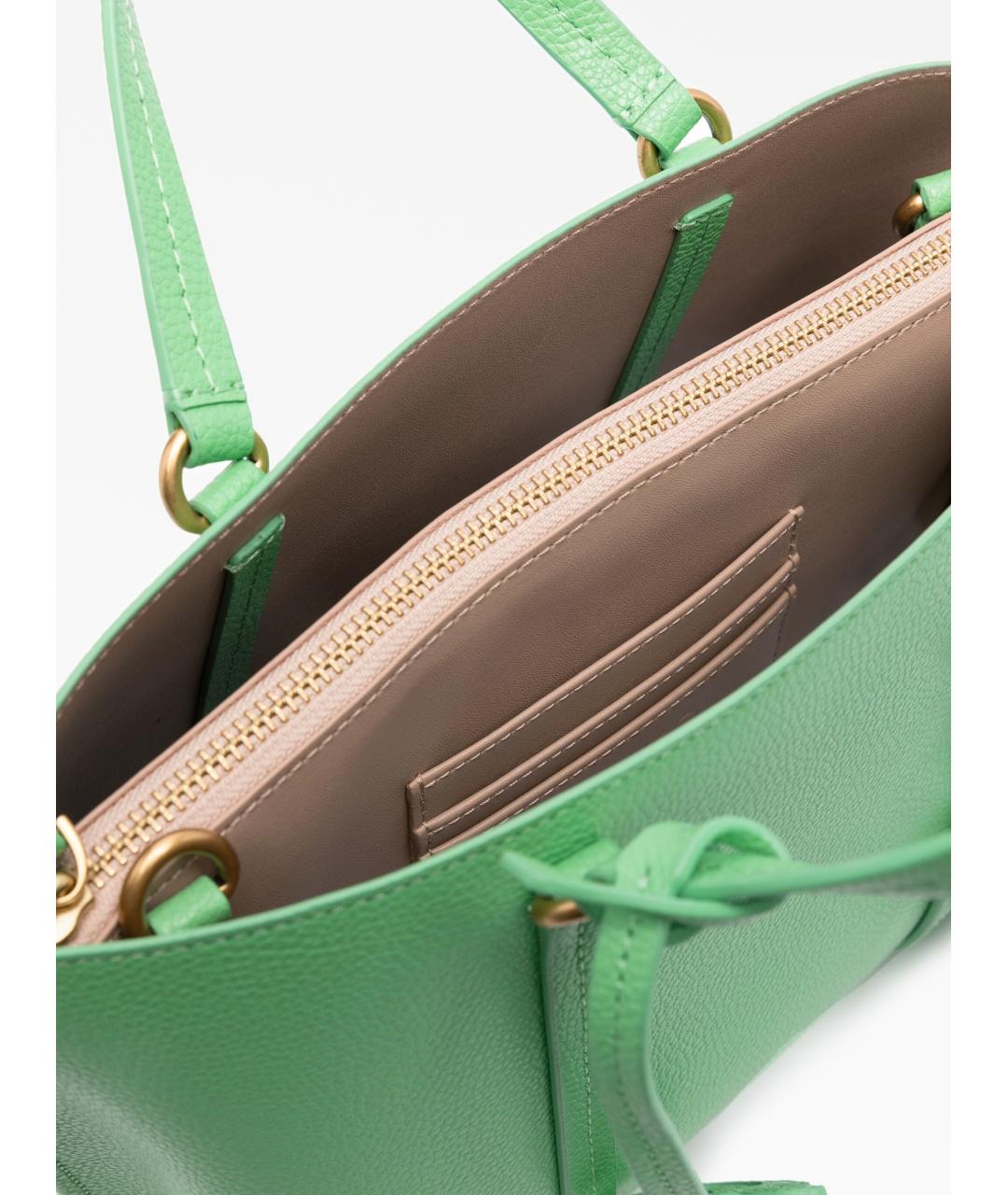 PINKO Зеленая кожаная сумка с короткими ручками, фото 3