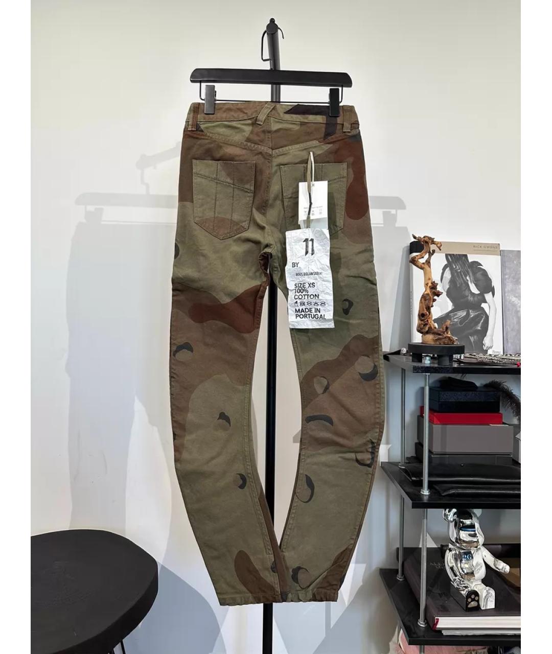 11 BY BORIS BIDJAN SABERI Хаки повседневные брюки, фото 9