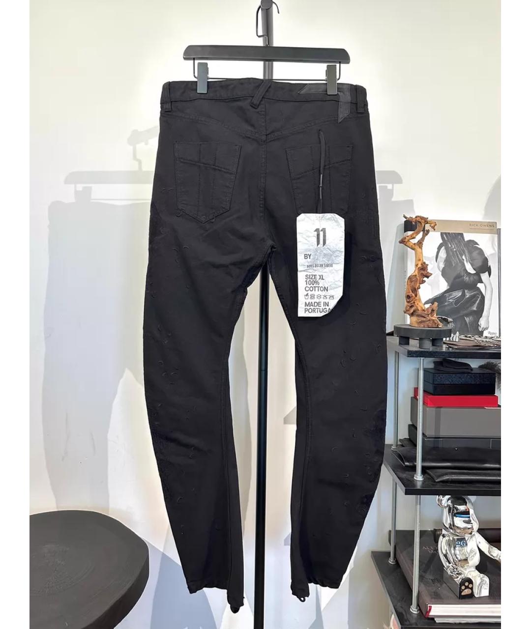 11 BY BORIS BIDJAN SABERI Черные хлопковые классические брюки, фото 2