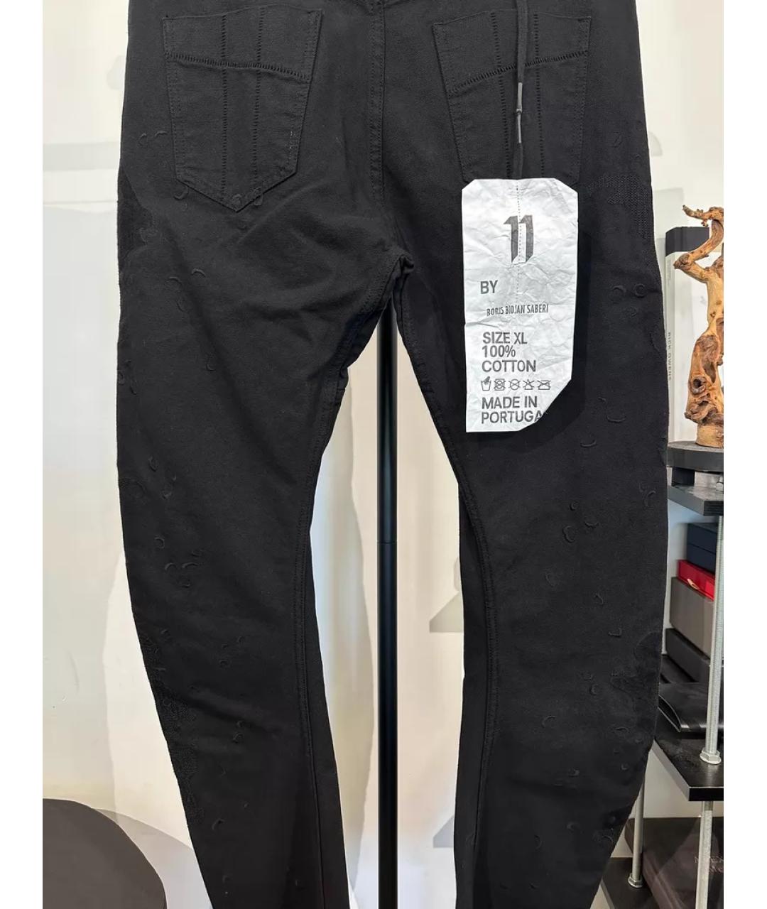 11 BY BORIS BIDJAN SABERI Черные хлопковые классические брюки, фото 3
