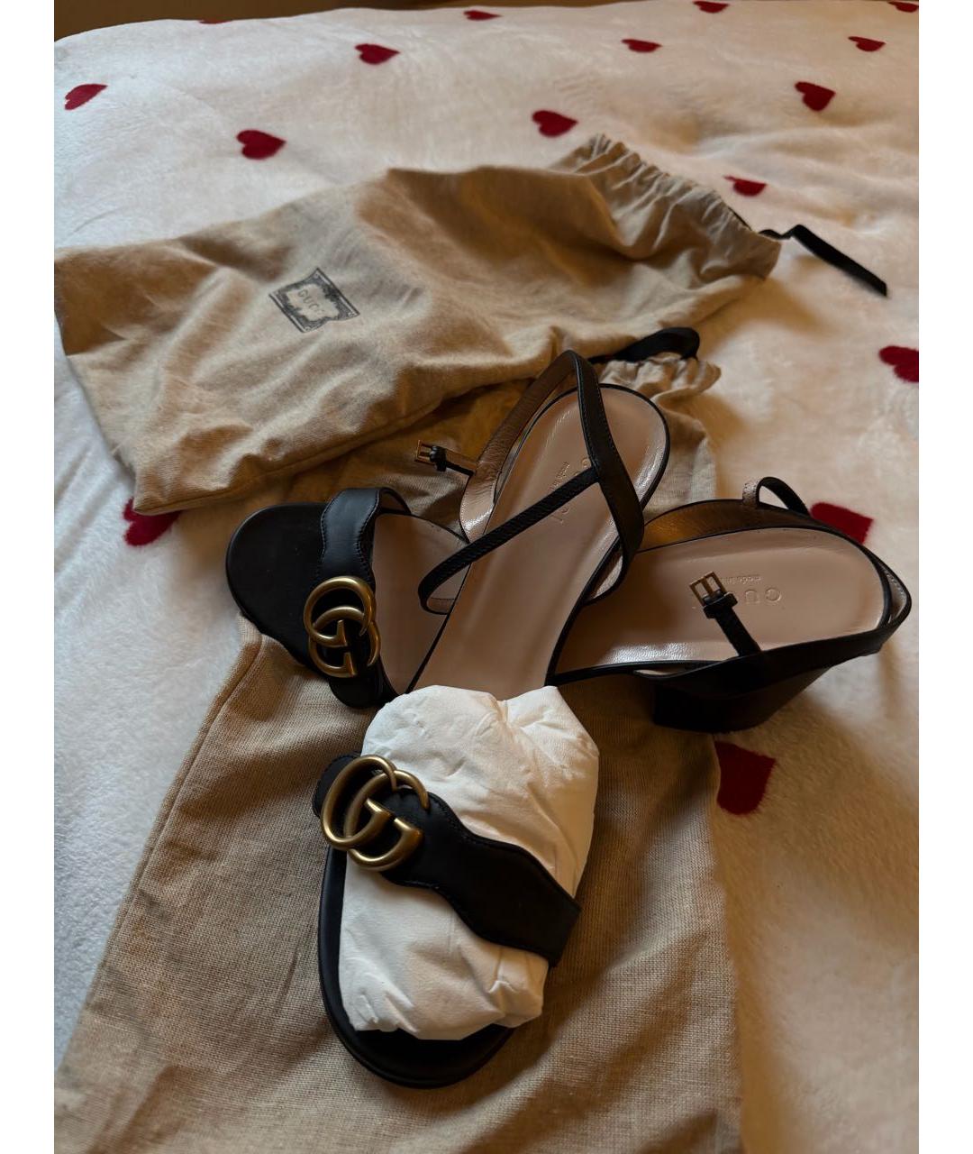 GUCCI Черные кожаные босоножки, фото 2