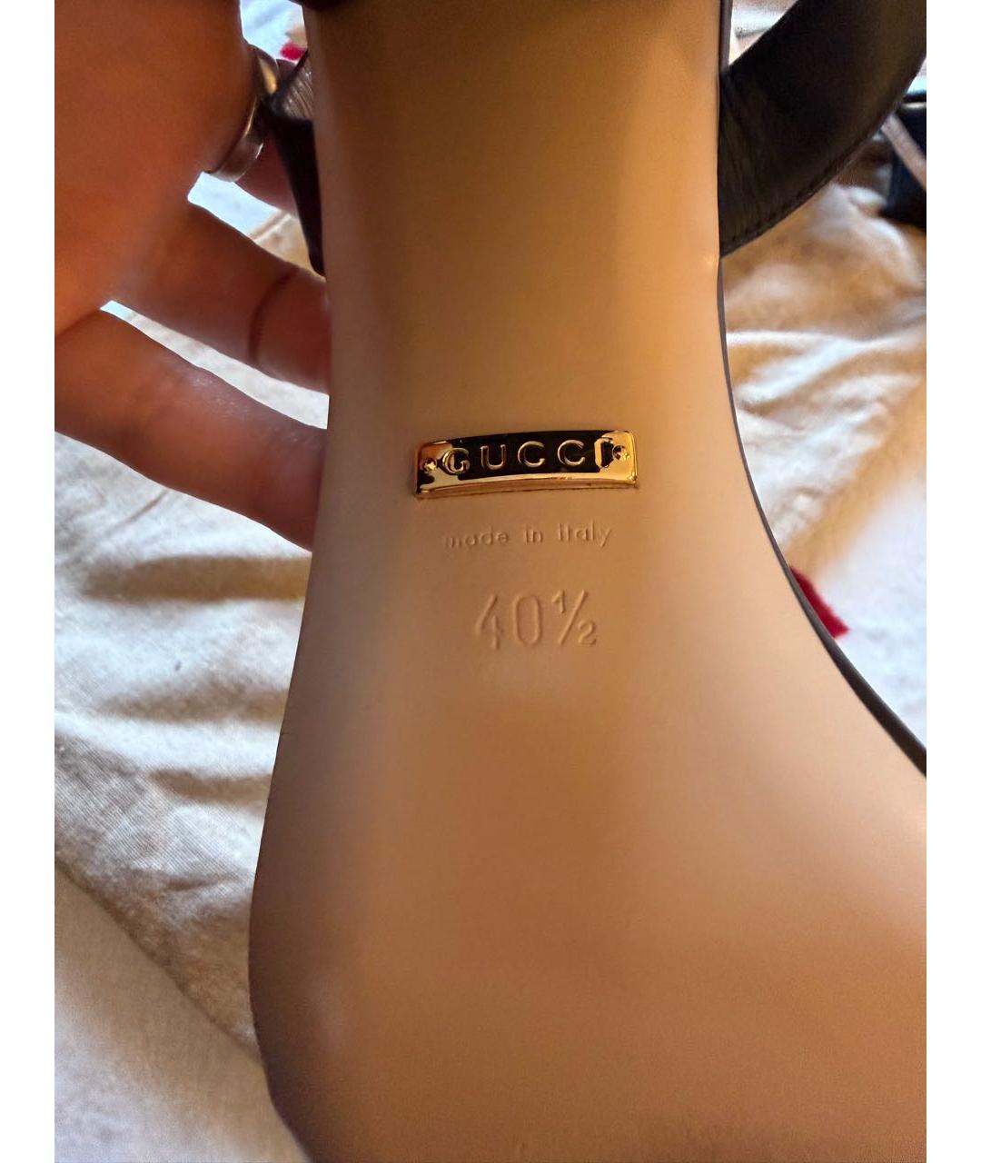 GUCCI Черные кожаные босоножки, фото 3