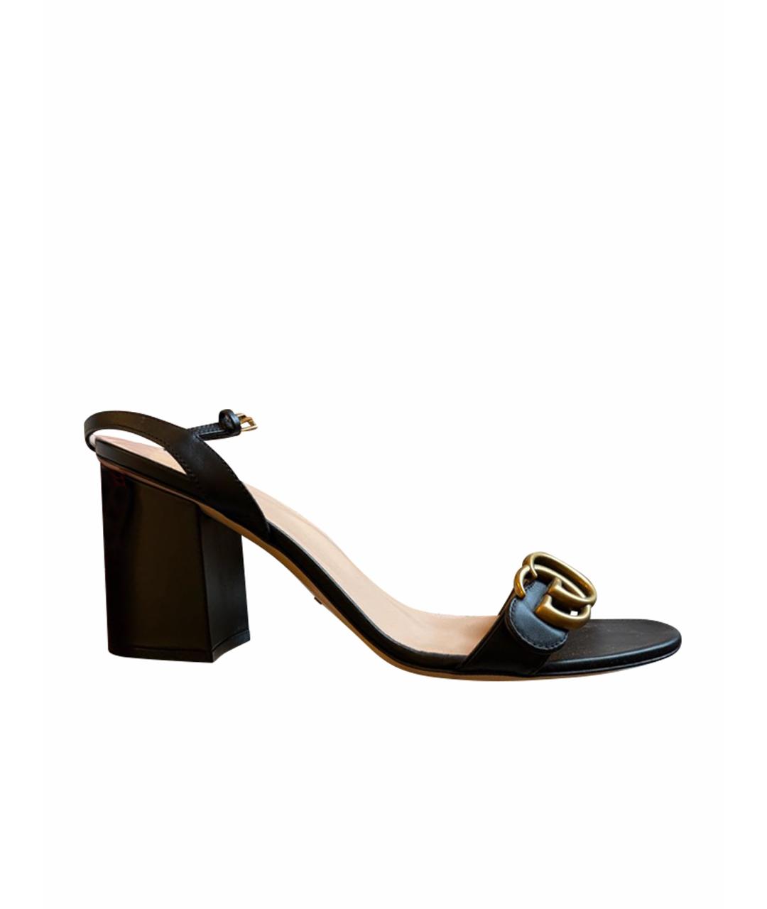 GUCCI Черные кожаные босоножки, фото 1