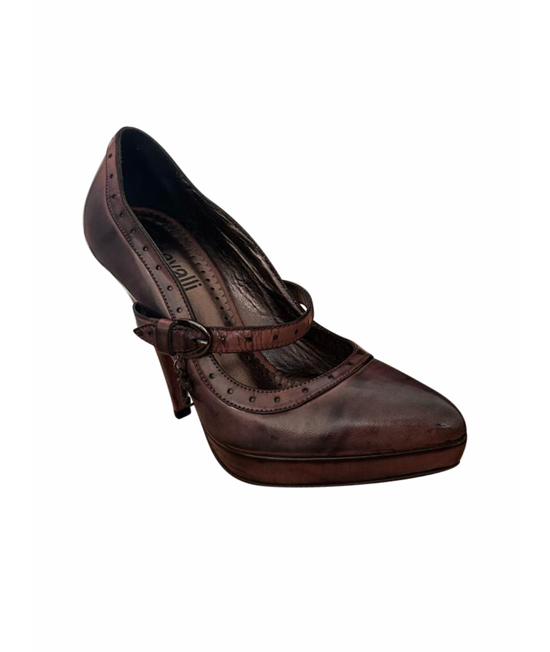 JUST CAVALLI Коричневые кожаные туфли, фото 1