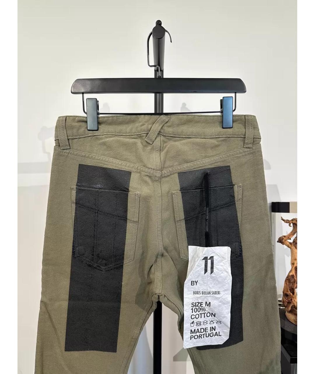 11 BY BORIS BIDJAN SABERI Хаки хлопковые повседневные брюки, фото 7