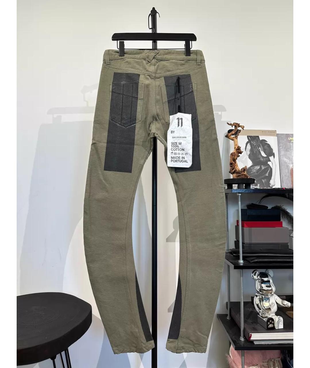 11 BY BORIS BIDJAN SABERI Хаки хлопковые повседневные брюки, фото 2