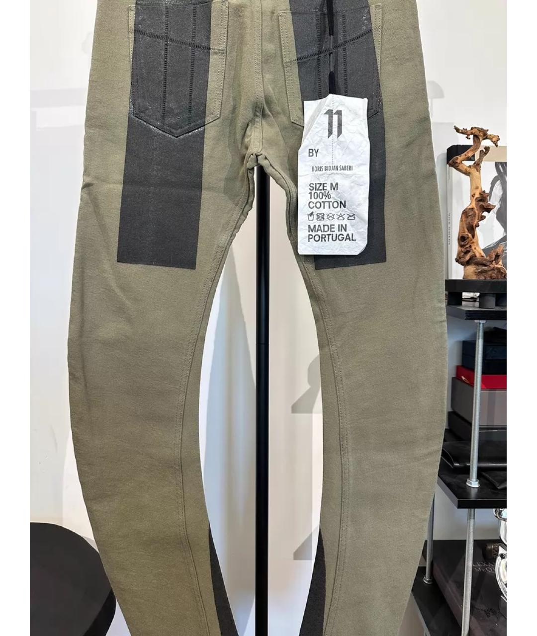 11 BY BORIS BIDJAN SABERI Хаки хлопковые повседневные брюки, фото 4