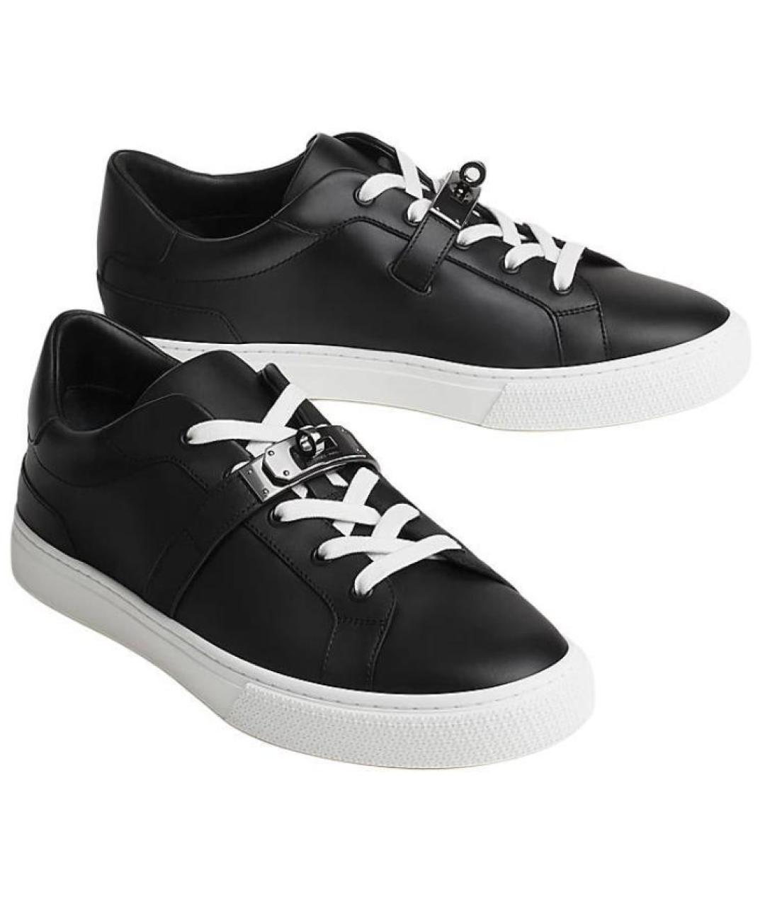 HERMES Черные кожаные низкие кроссовки / кеды, фото 4