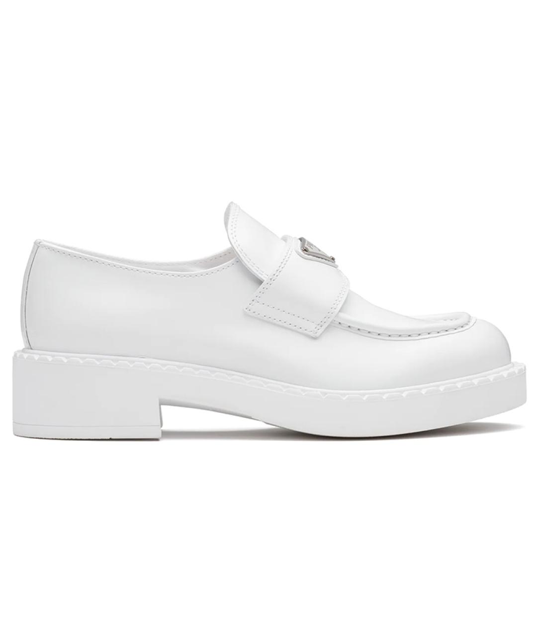 PRADA Белые кожаные лоферы, фото 1