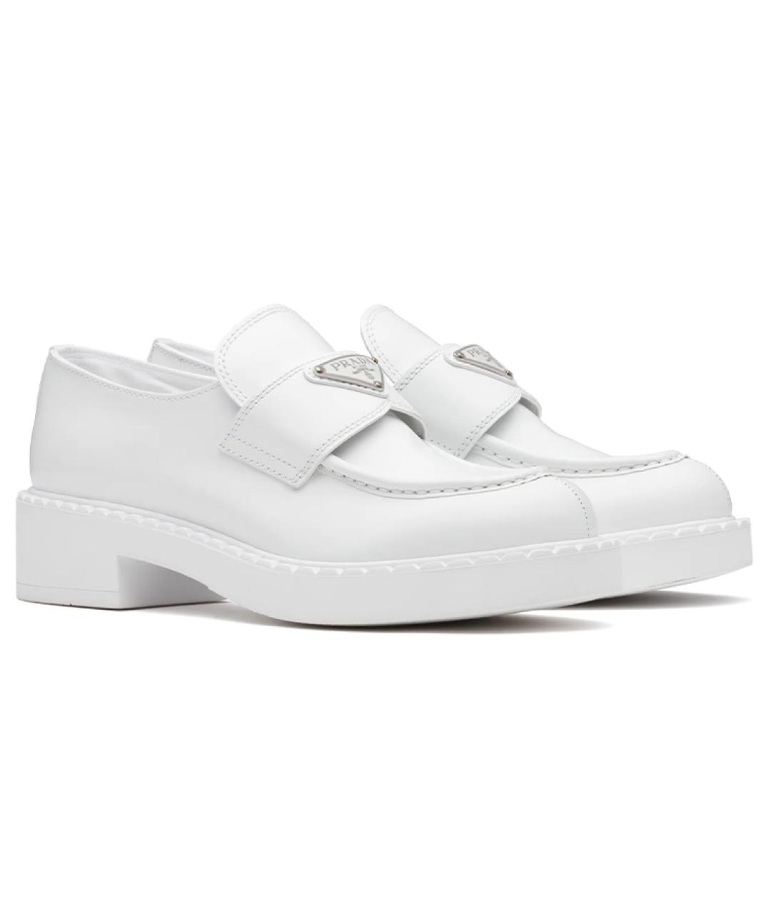 PRADA Белые кожаные лоферы, фото 3