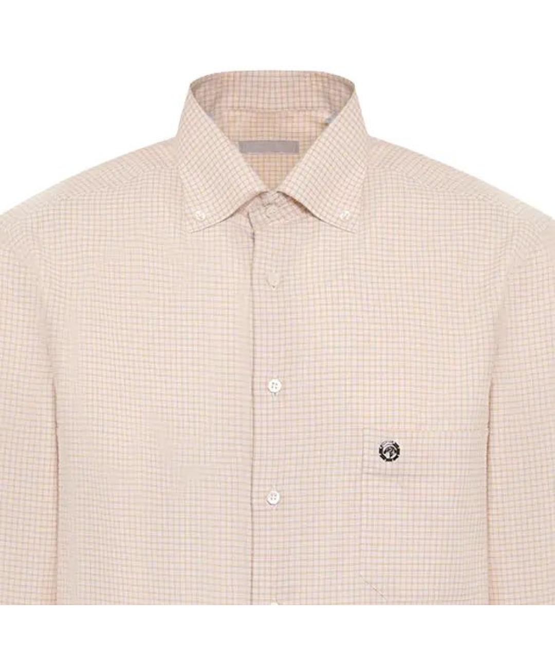 STEFANO RICCI Бежевая хлопковая классическая рубашка, фото 4