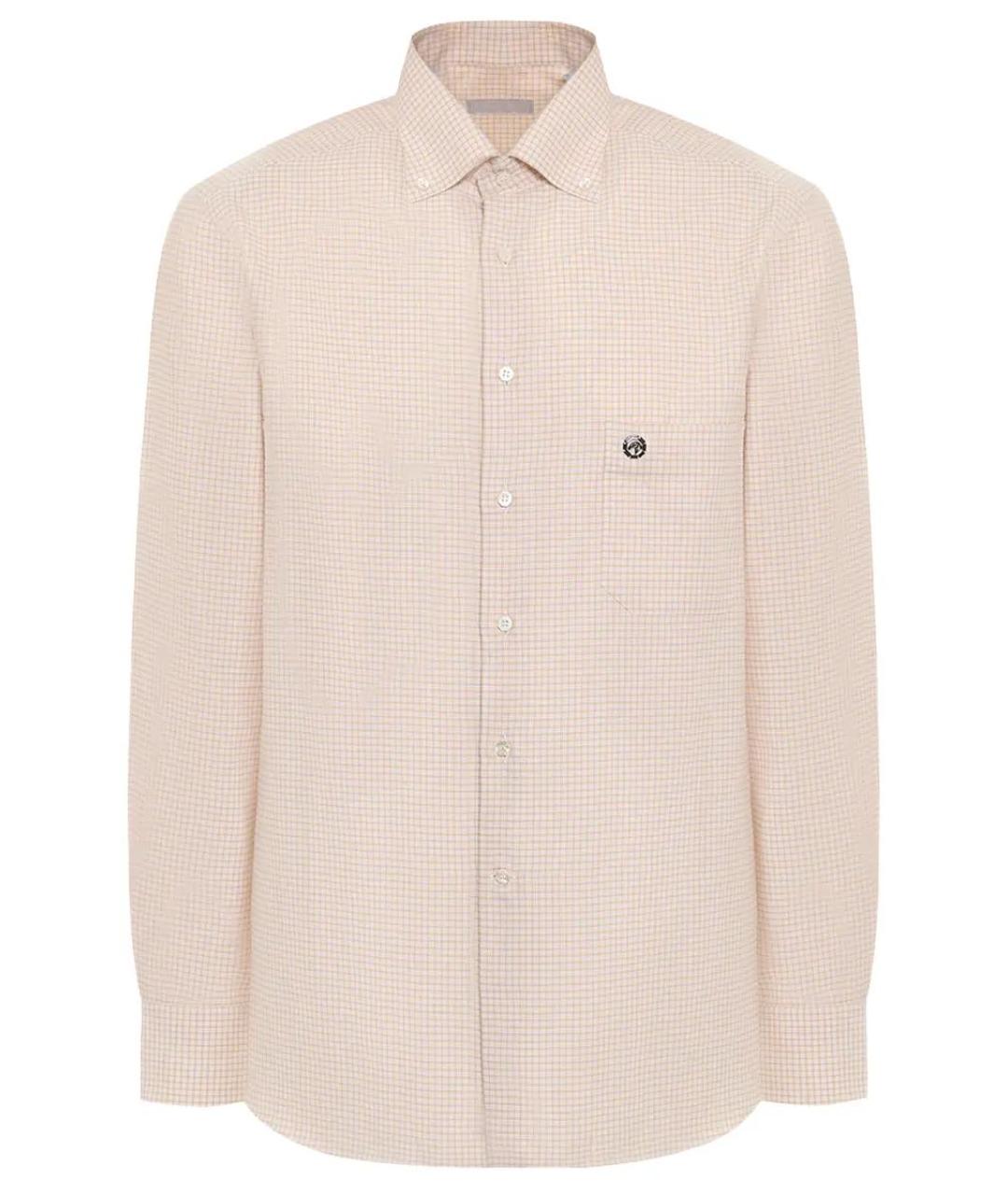 STEFANO RICCI Бежевая хлопковая классическая рубашка, фото 1