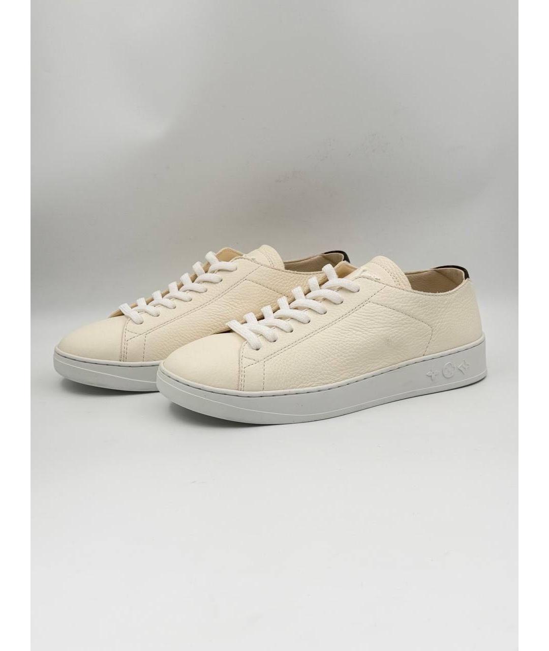 LOUIS VUITTON Бежевые кожаные низкие кроссовки / кеды, фото 2