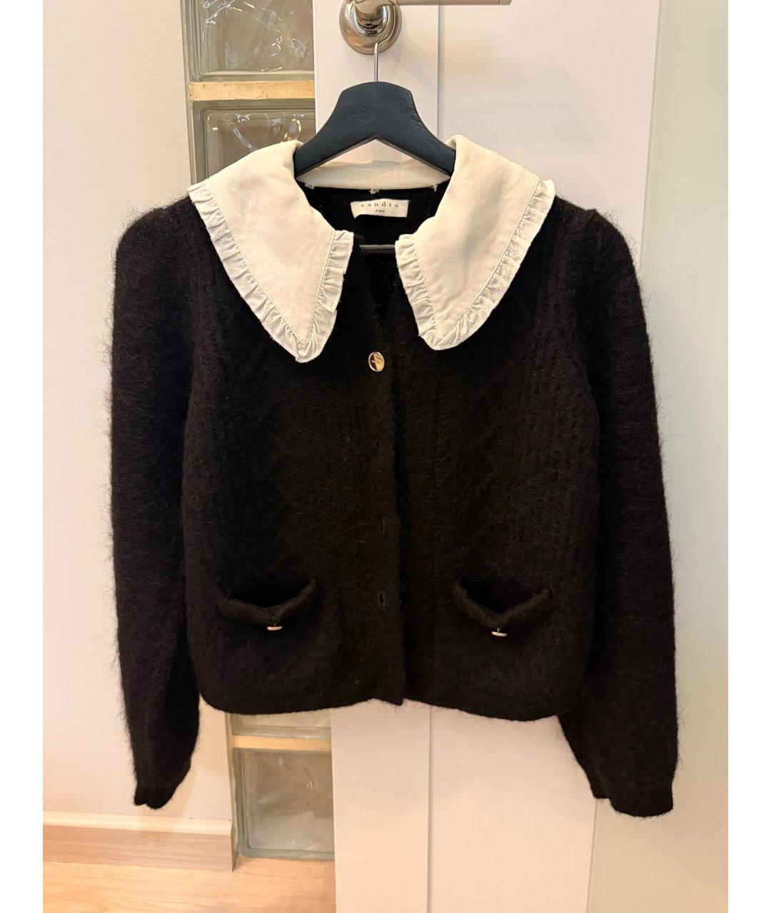 SANDRO Черный шерстяной кардиган, фото 7