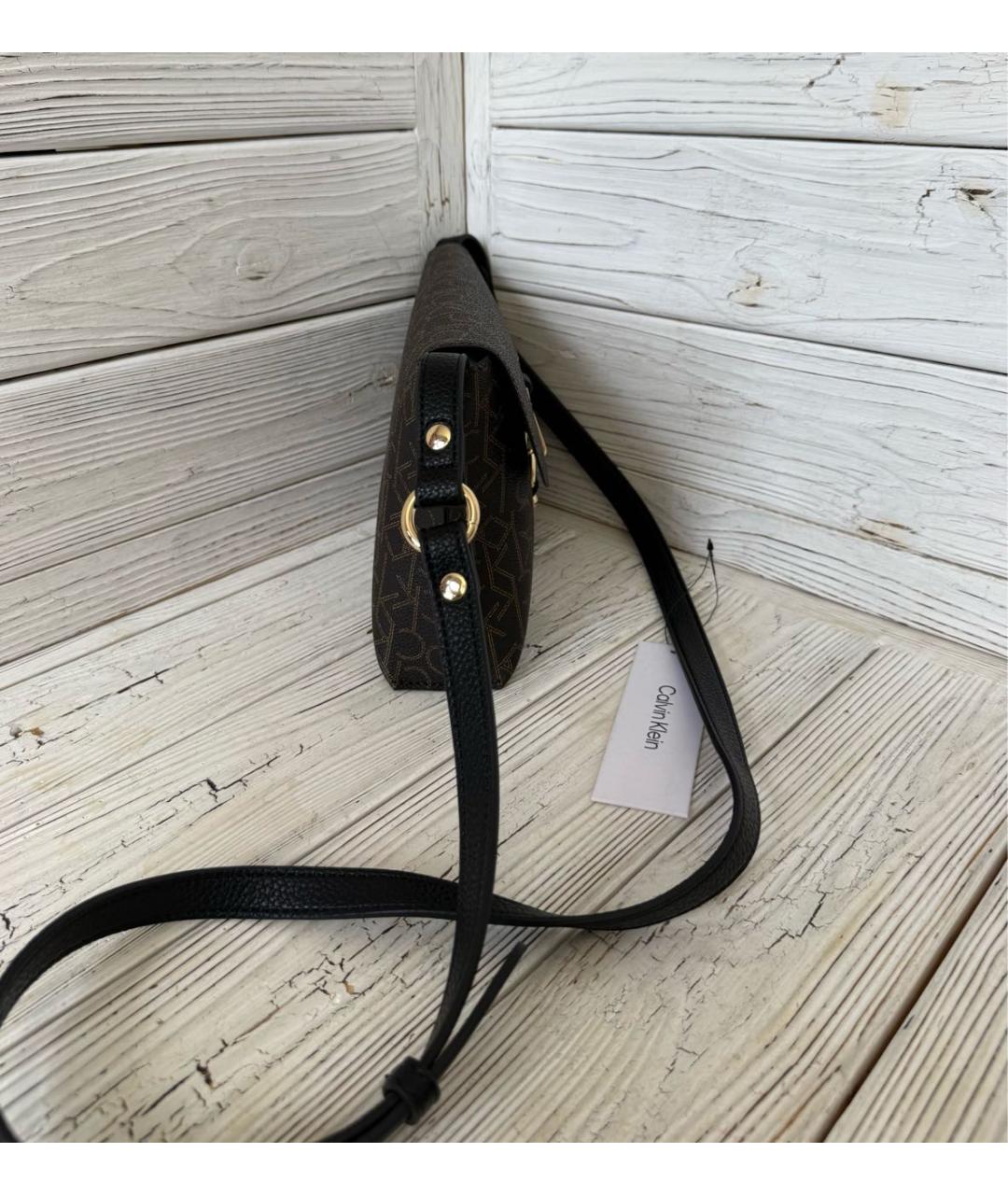 CALVIN KLEIN Коричневая сумка через плечо из искусственной кожи, фото 3