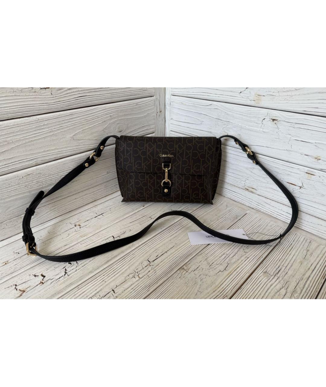 CALVIN KLEIN Коричневая сумка через плечо из искусственной кожи, фото 7