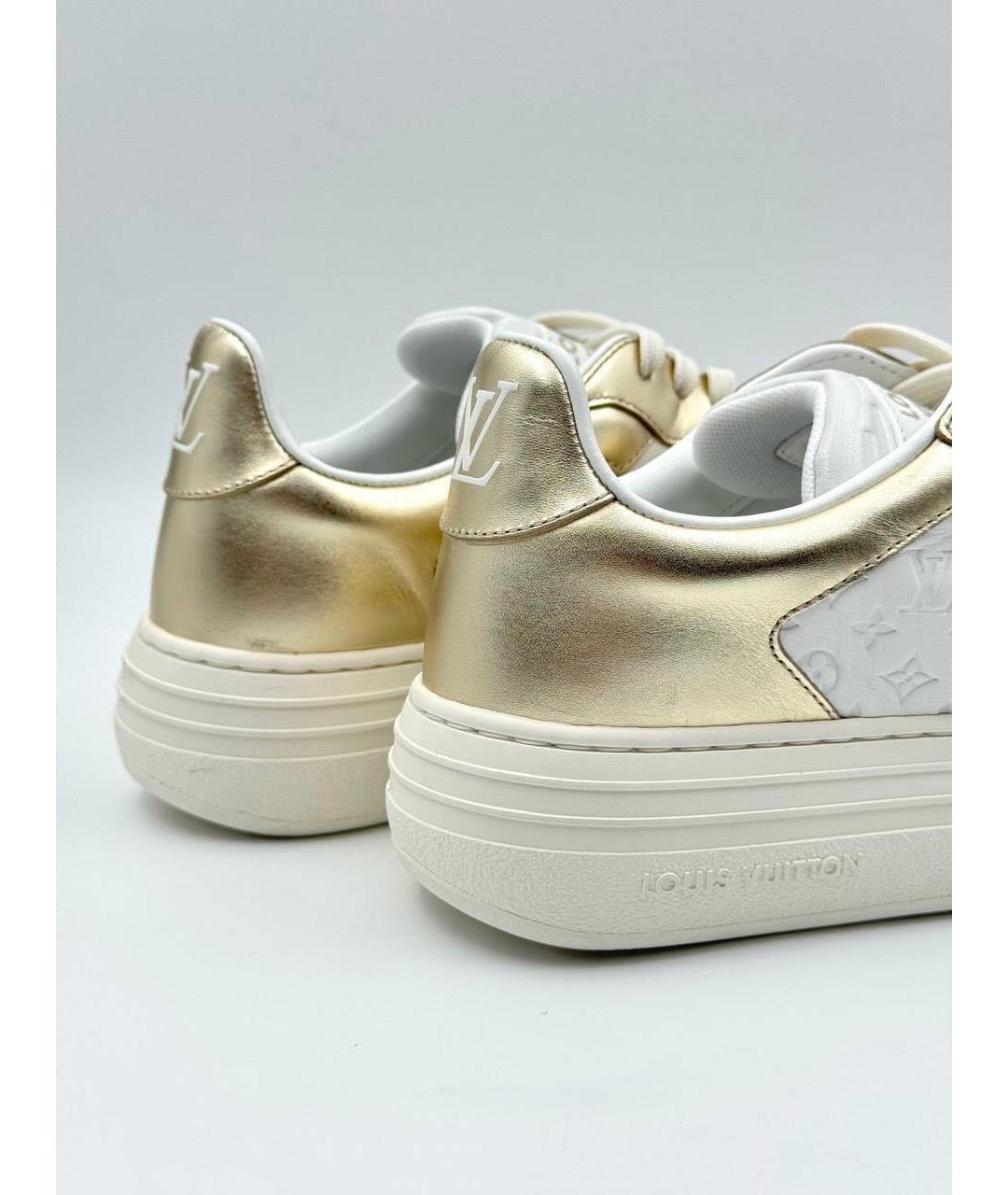 LOUIS VUITTON Золотые кожаные кеды, фото 4