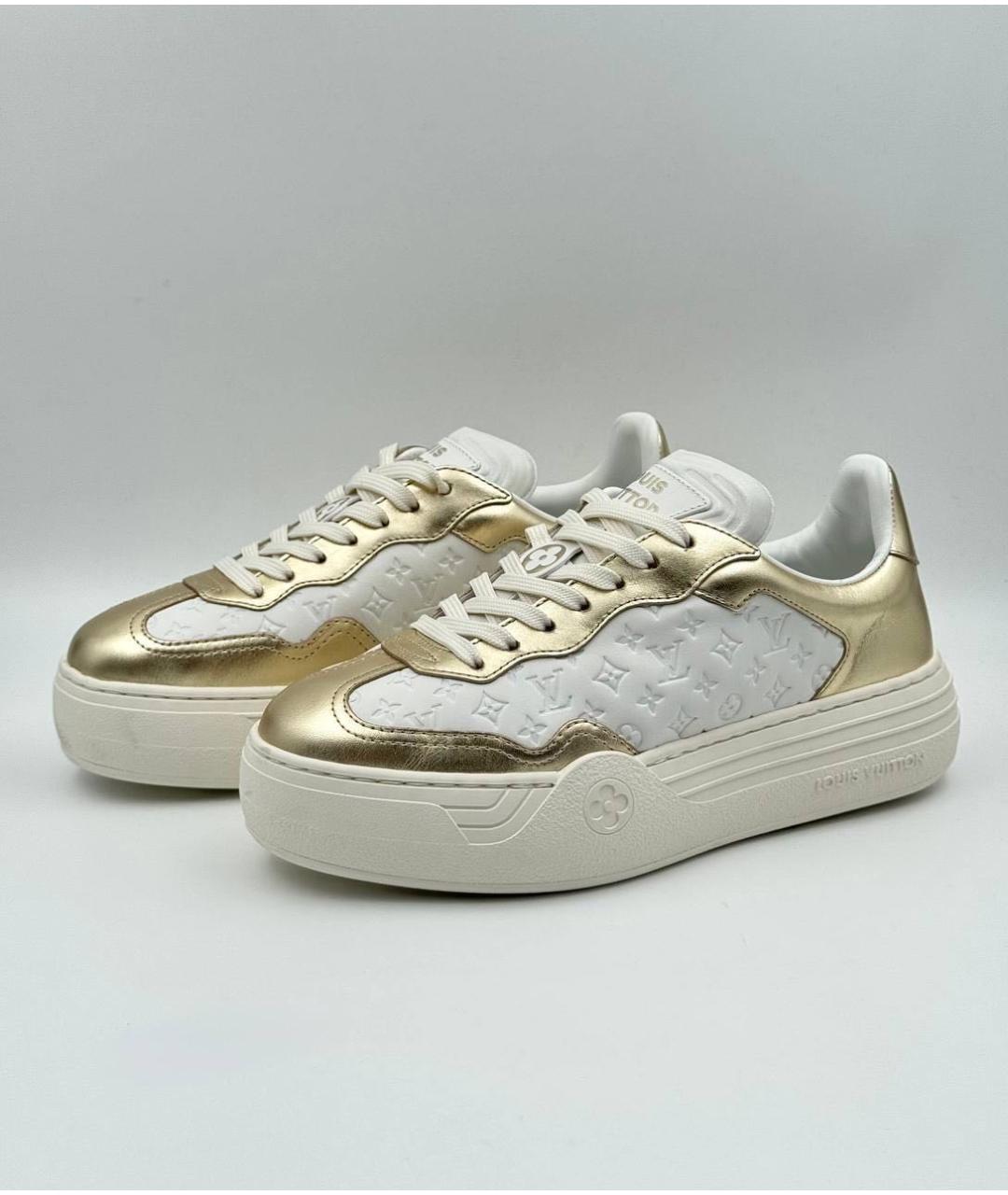 LOUIS VUITTON Золотые кожаные кеды, фото 5