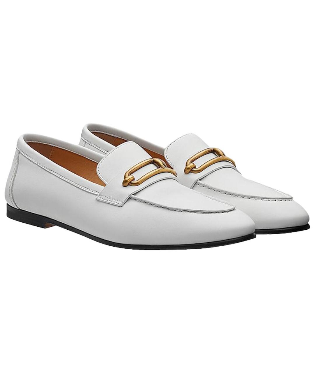 HERMES Белые кожаные лоферы, фото 3