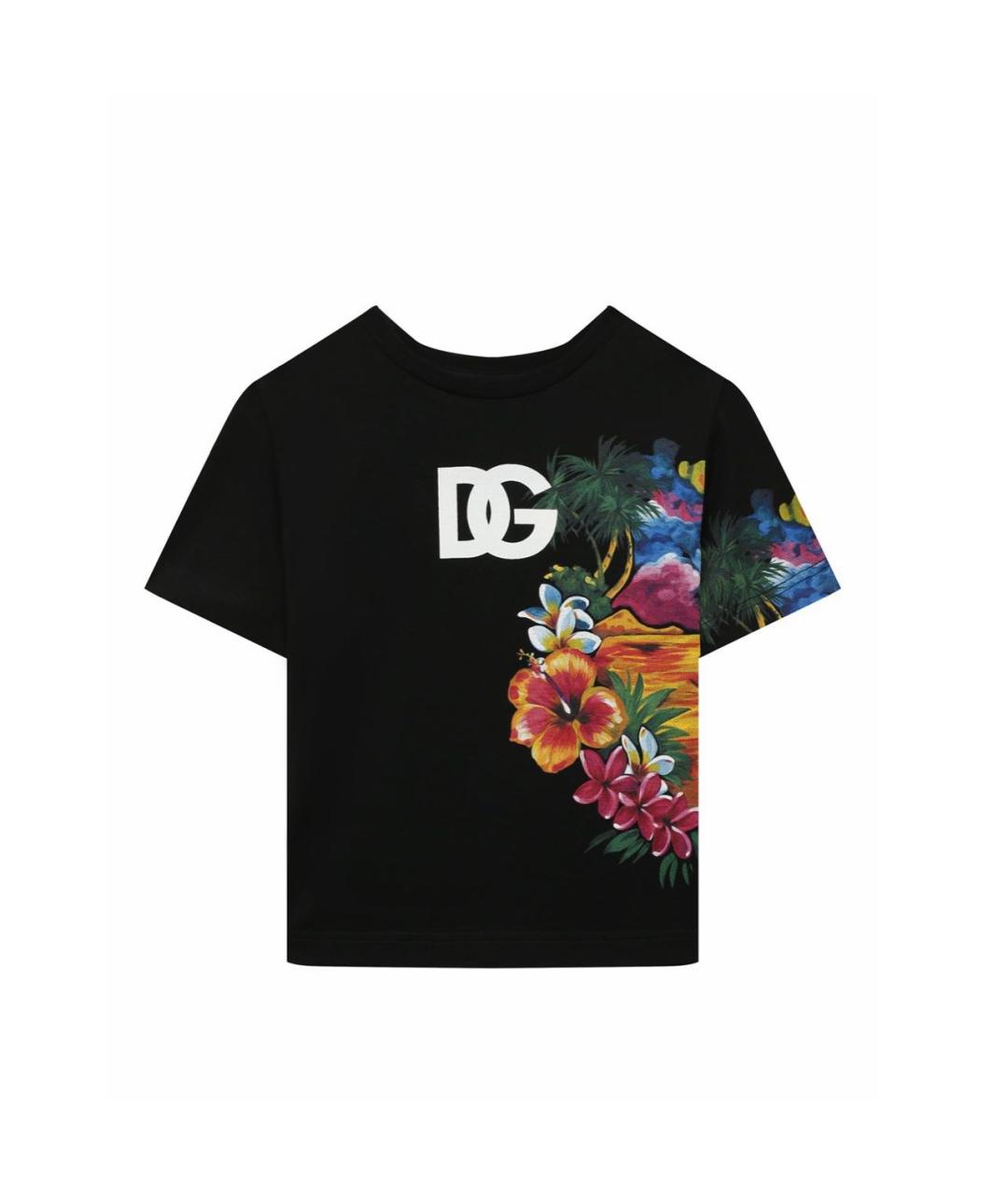 DOLCE&GABBANA Черная хлопковая детская футболка, фото 5