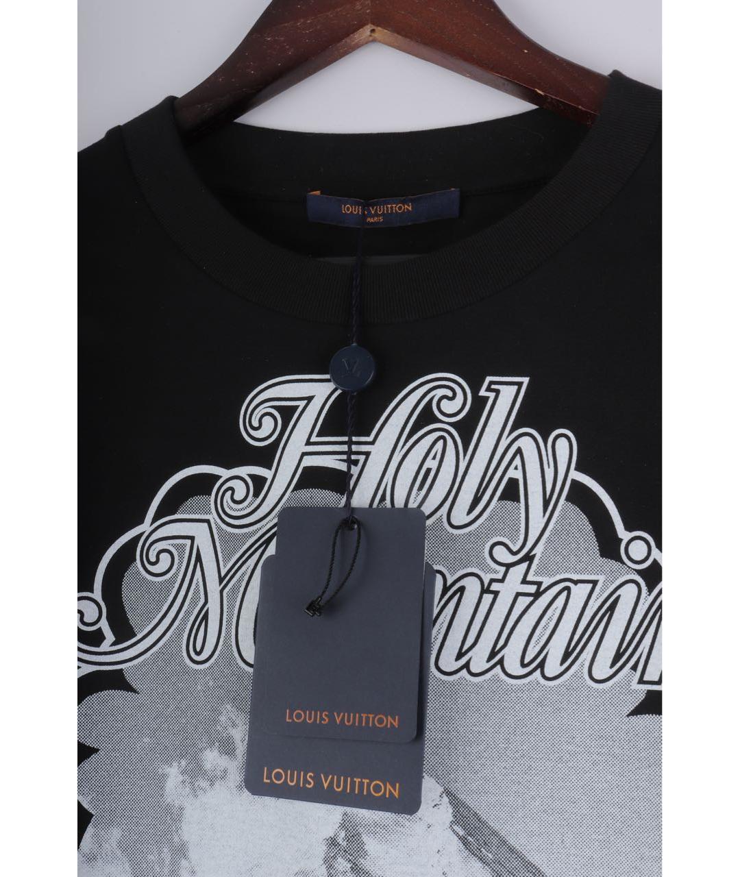 LOUIS VUITTON Черная хлопковая футболка, фото 5