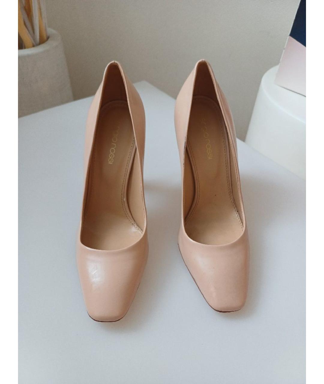 SERGIO ROSSI Бежевые кожаные туфли, фото 6