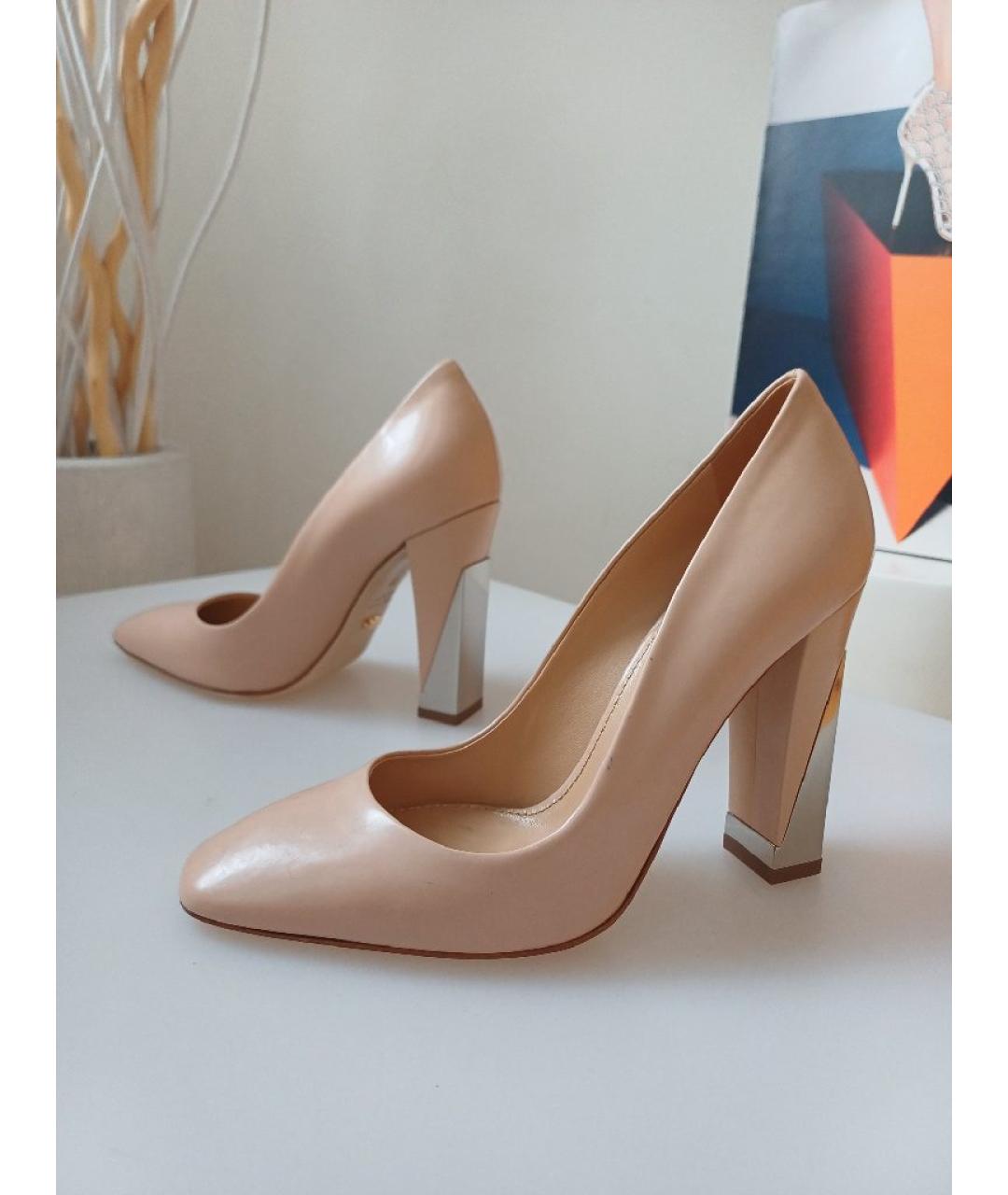 SERGIO ROSSI Бежевые кожаные туфли, фото 3