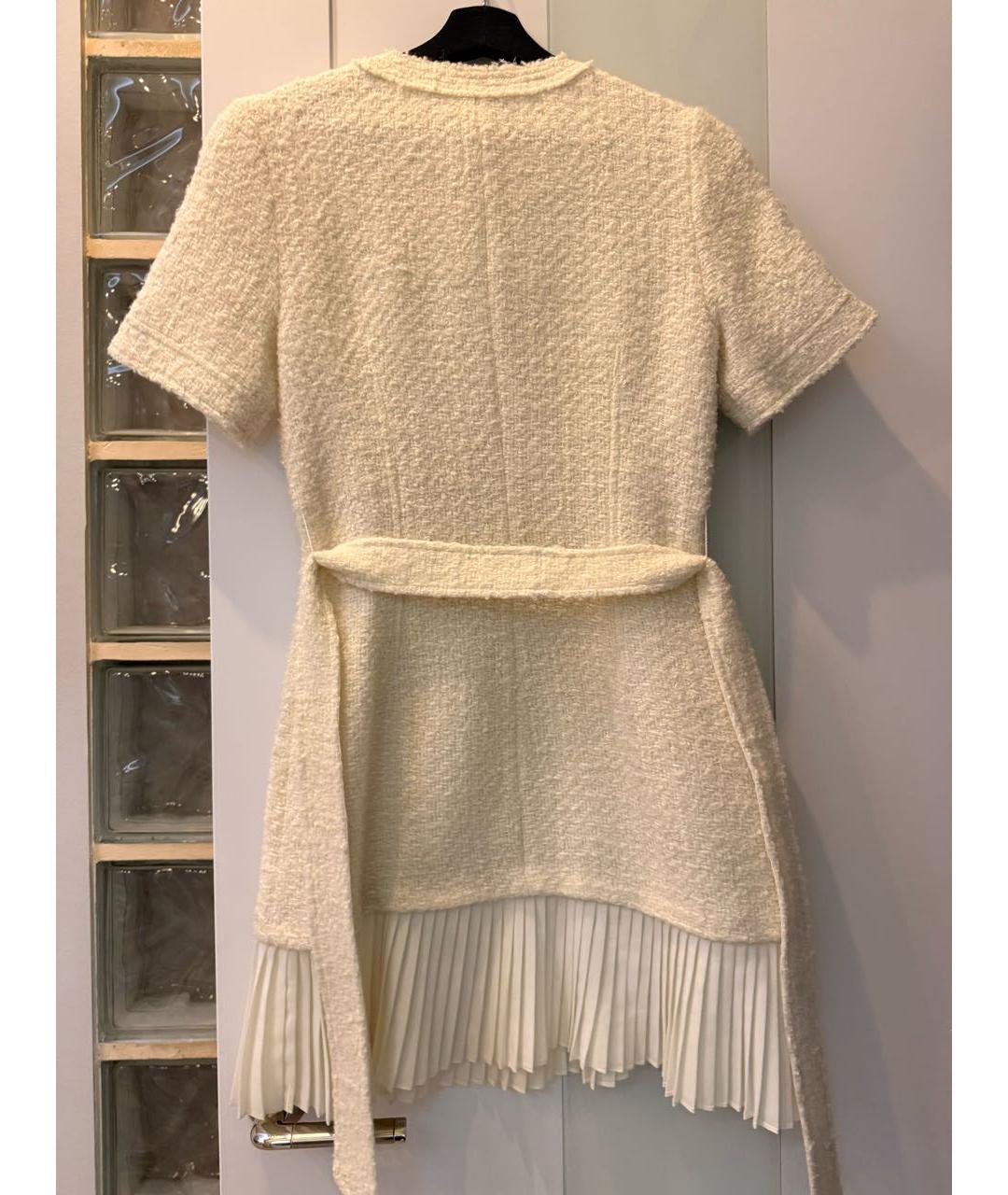 SANDRO Белое шерстяное коктейльное платье, фото 2