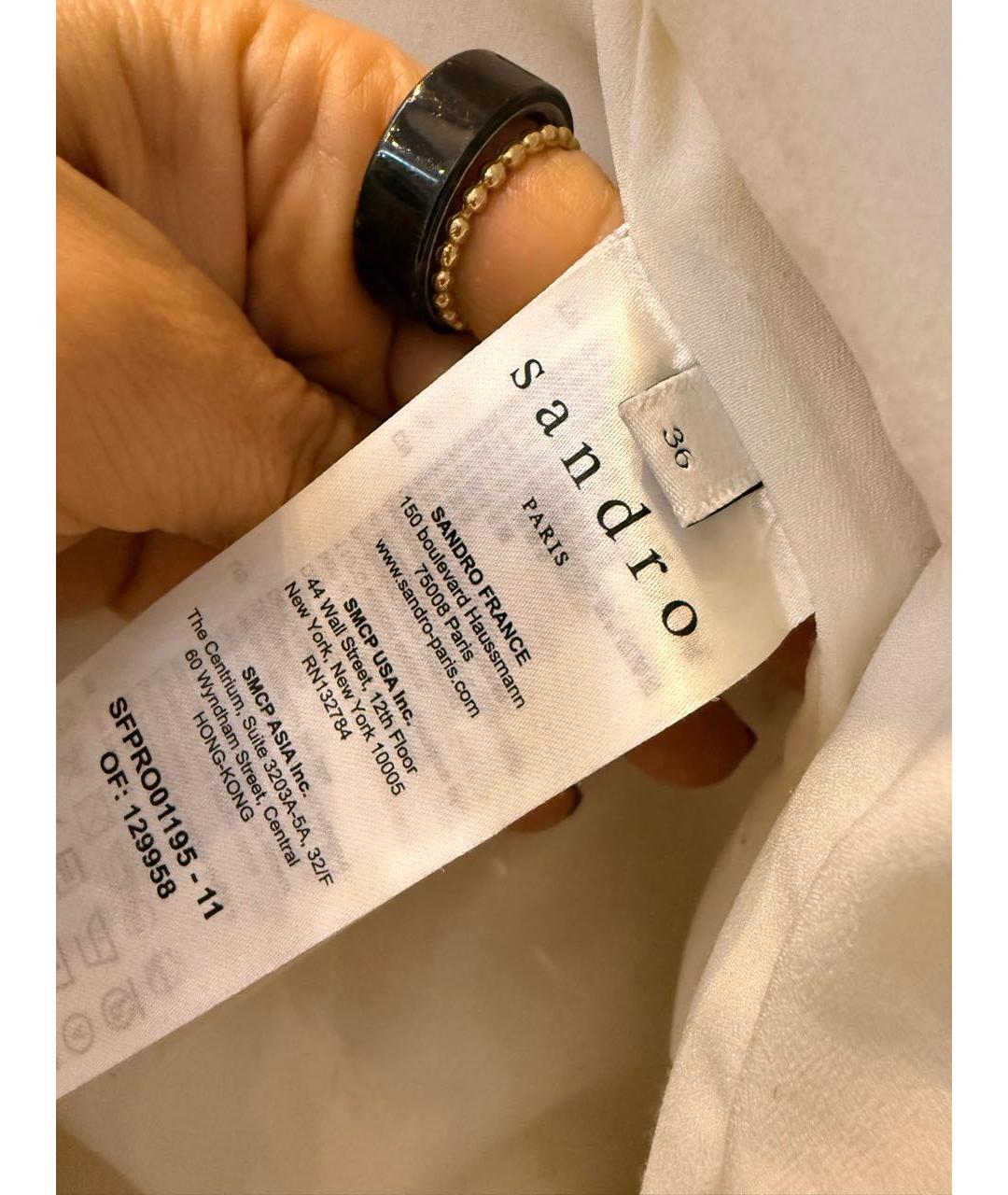 SANDRO Белое шерстяное коктейльное платье, фото 6