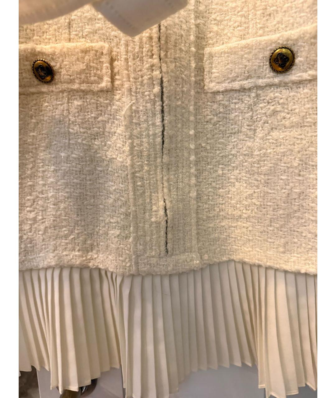 SANDRO Белое шерстяное коктейльное платье, фото 4