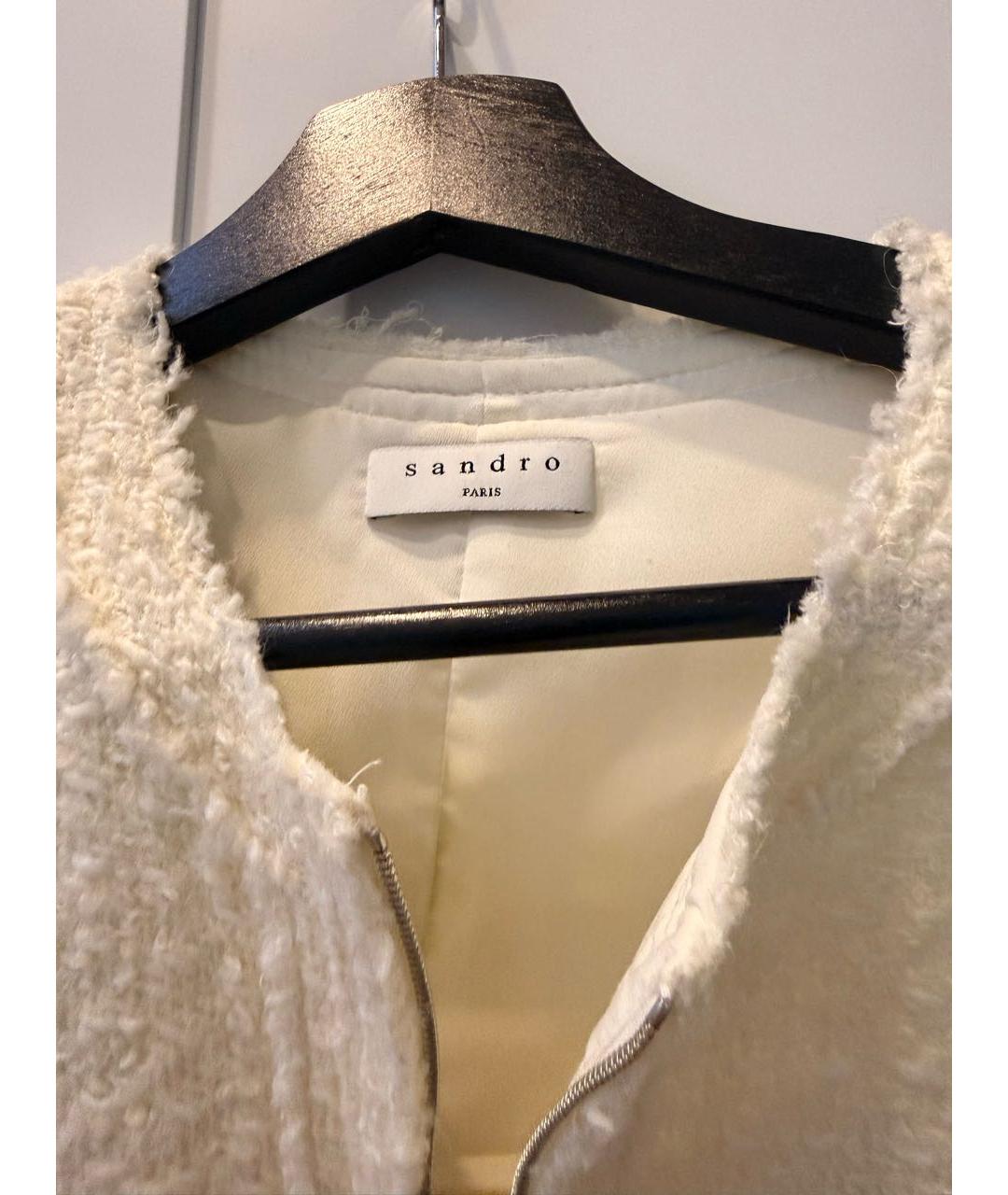 SANDRO Белое шерстяное коктейльное платье, фото 3