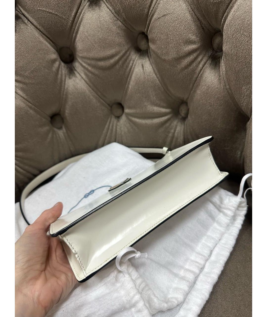 PRADA Белая кожаная сумка с короткими ручками, фото 3