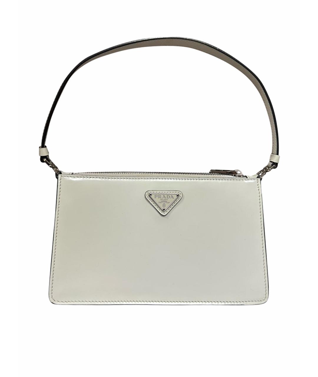 PRADA Белая кожаная сумка с короткими ручками, фото 1