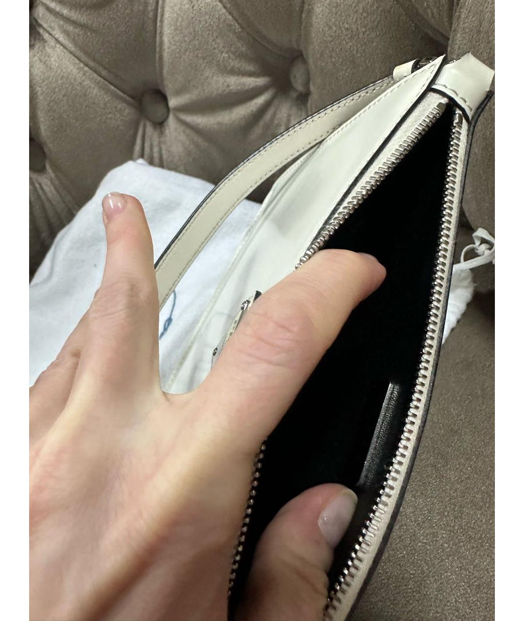 PRADA Белая кожаная сумка с короткими ручками, фото 5