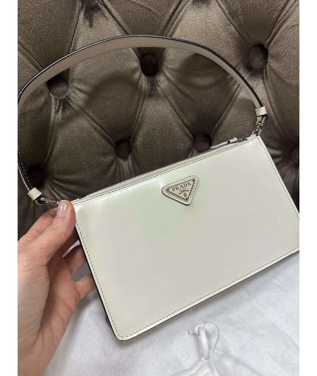 PRADA Белая кожаная сумка с короткими ручками, фото 2