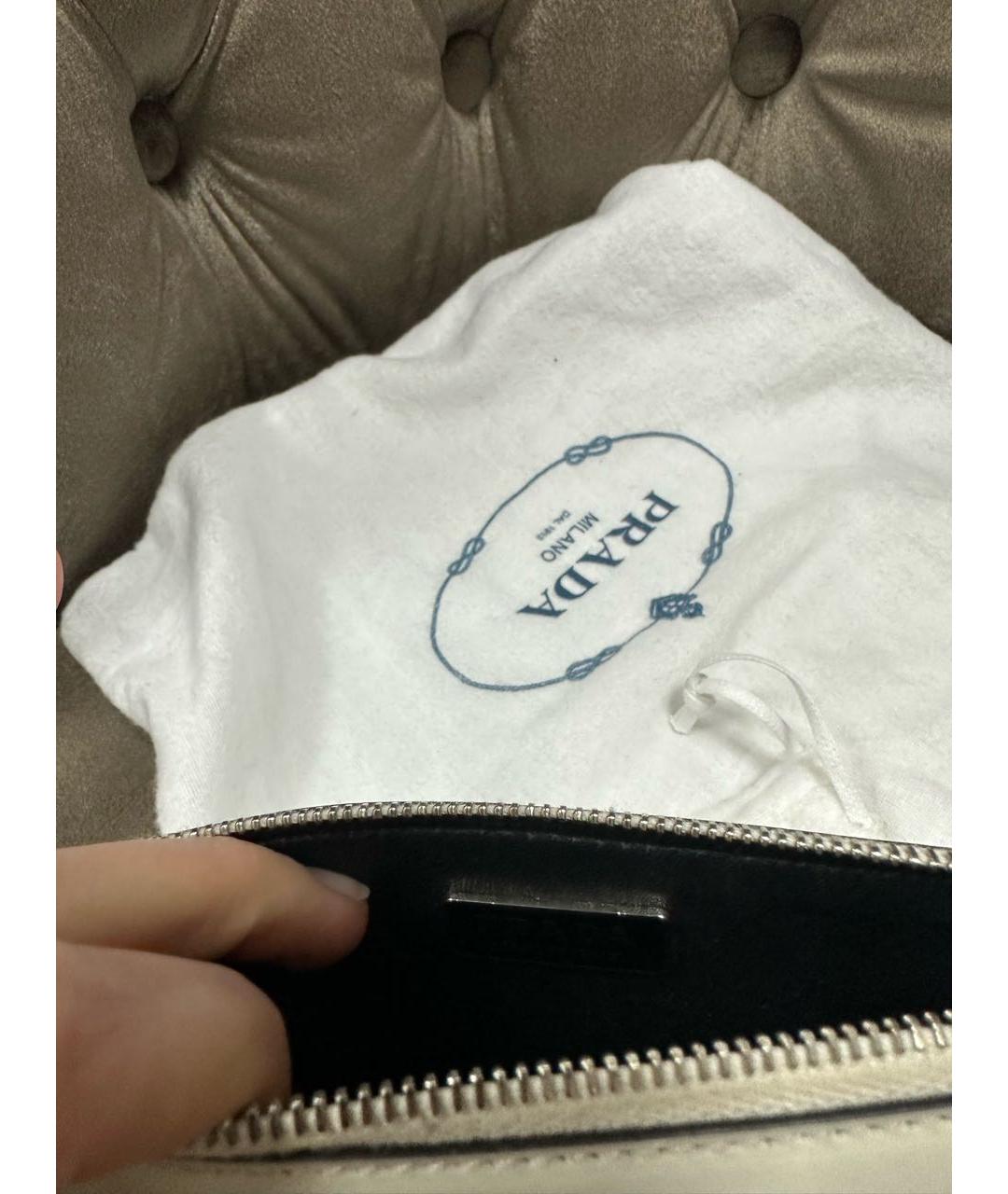PRADA Белая кожаная сумка с короткими ручками, фото 7
